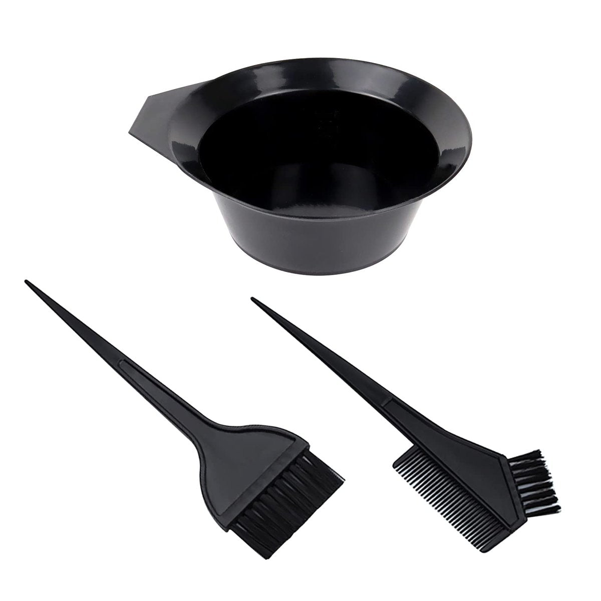 1st Choice Hair Dye Color Brush and Bowl Set – Professional Tint Comb Applicator for Hair Coloring (2 Brushes + Mixing Bowl), Black - görsel 2