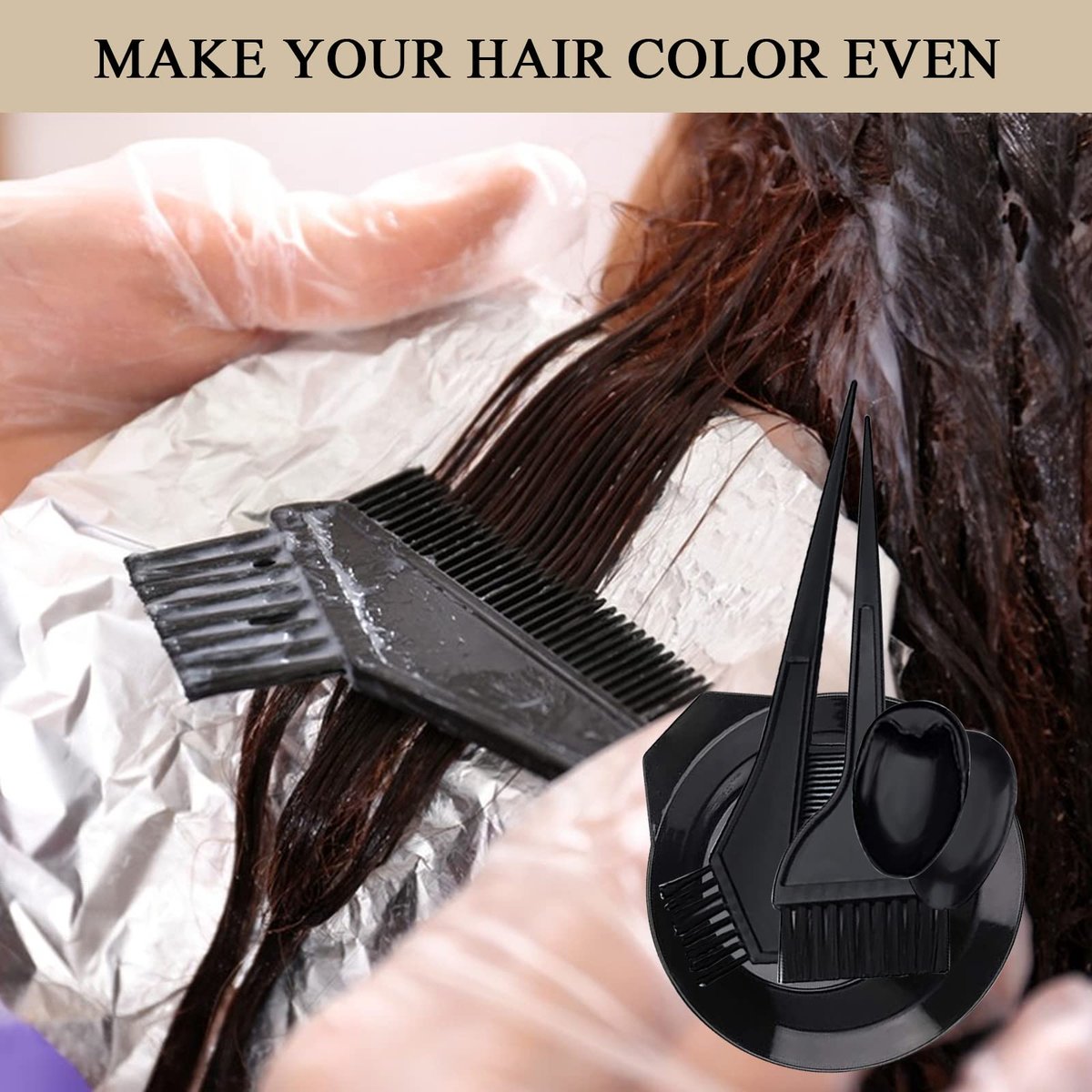1st Choice Hair Dye Color Brush and Bowl Set – Professional Tint Comb Applicator for Hair Coloring (2 Brushes + Mixing Bowl), Black - görsel 14