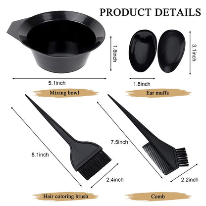 1st Choice Hair Dye Color Brush and Bowl Set – Professional Tint Comb Applicator for Hair Coloring (2 Brushes + Mixing Bowl), Black
