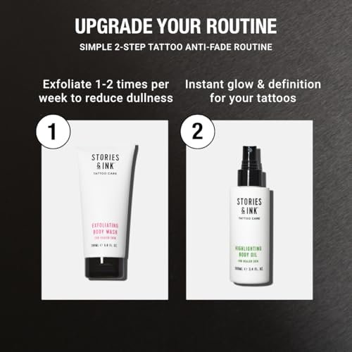 Stories & Ink Tattoo Care Highlighting Body Oil – Instant Glow for Healed Tattoos, Enhances Ink Vibrancy, Lightweight Non-Greasy Daily Hydration, 3.4 Fl Oz Avelisse