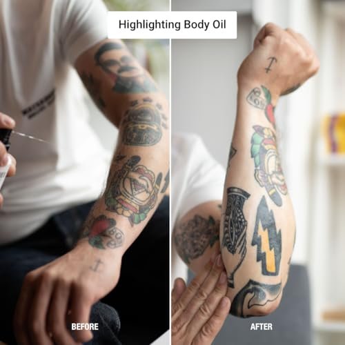 Stories & Ink Tattoo Care Highlighting Body Oil – Instant Glow for Healed Tattoos, Enhances Ink Vibrancy, Lightweight Non-Greasy Daily Hydration, 3.4 Fl Oz Avelisse