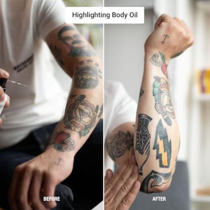 Stories & Ink Tattoo Care Highlighting Body Oil – Instant Glow for Healed Tattoos, Enhances Ink Vibrancy, Lightweight Non-Greasy Daily Hydration, 3.4 Fl Oz Avelisse