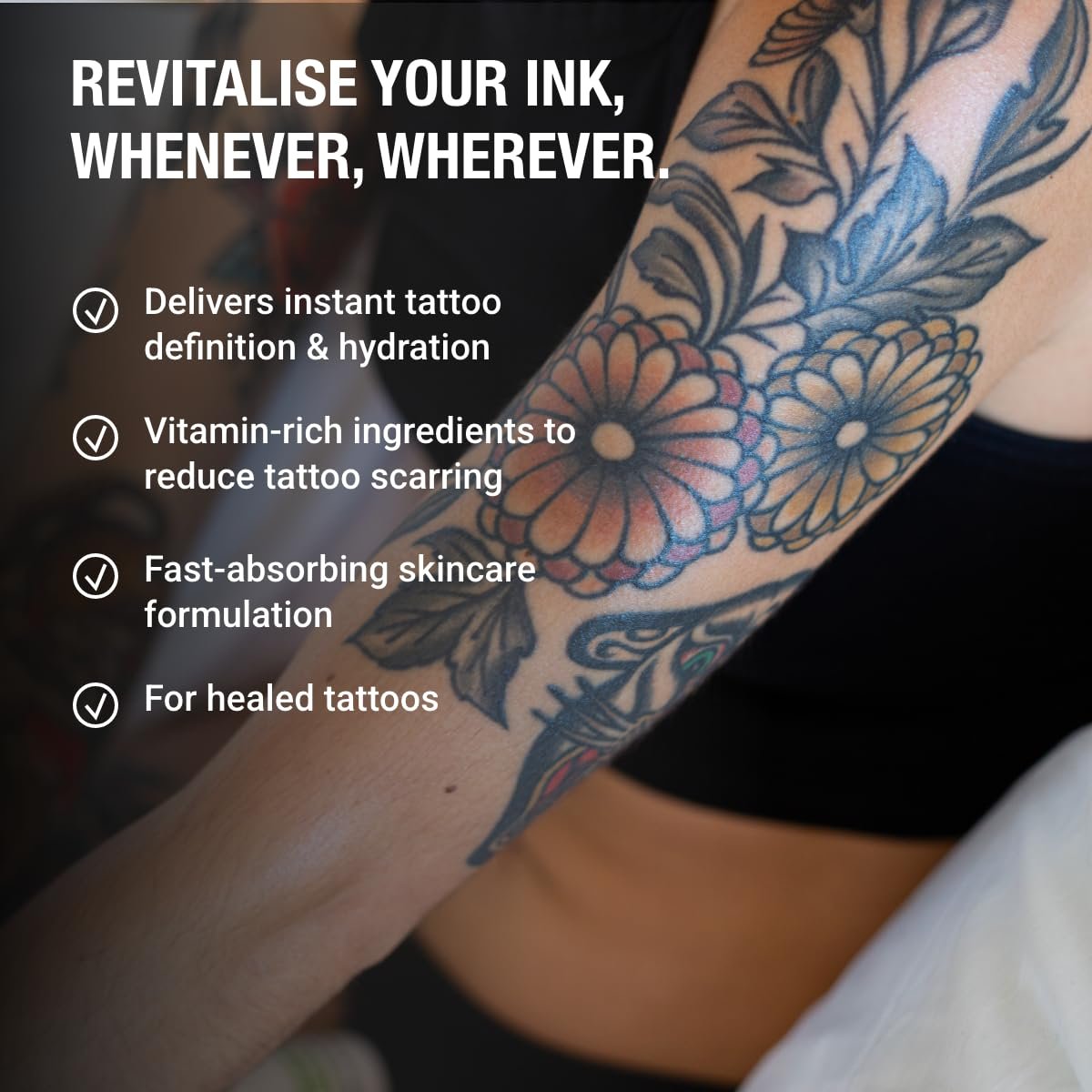 Stories & Ink Tattoo Care Highlighting Body Oil – Instant Glow for Healed Tattoos, Enhances Ink Vibrancy, Lightweight Non-Greasy Daily Hydration, 3.4 Fl Oz Avelisse