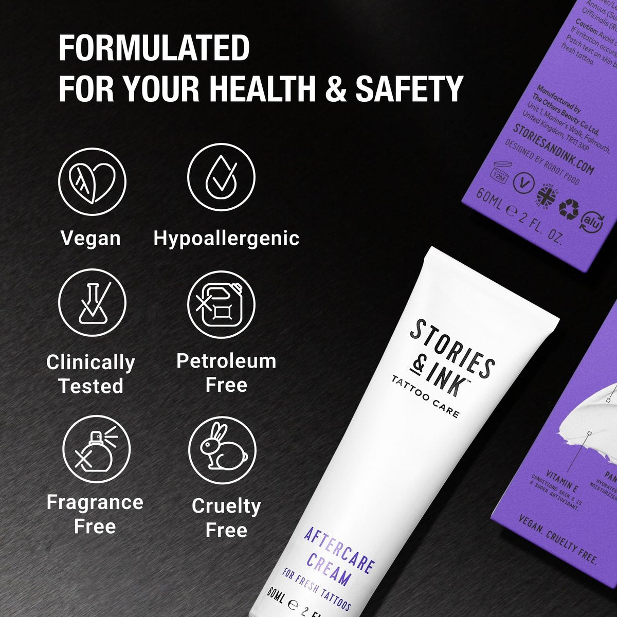 Stories & Ink Tattoo Care Aftercare Cream – Soothing Moisturizer for Fresh Tattoos, Ultra-Gentle Healing Balm, Fragrance-Free, 2 Fl Oz Avelisse