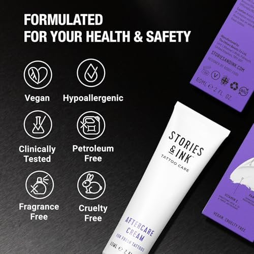 Stories & Ink Tattoo Care Aftercare Cream – Soothing Moisturizer for Fresh Tattoos, Ultra-Gentle Healing Balm, Fragrance-Free, 2 Fl Oz Avelisse