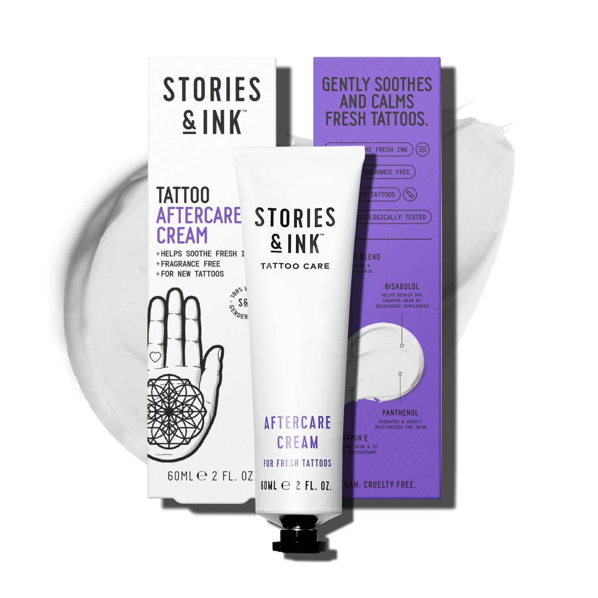 Stories & Ink Tattoo Care Aftercare Cream – Soothing Moisturizer for Fresh Tattoos, Ultra-Gentle Healing Balm, Fragrance-Free, 2 Fl Oz Avelisse