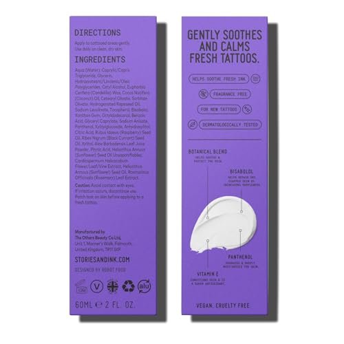 Stories & Ink Tattoo Care Aftercare Cream – Soothing Moisturizer for Fresh Tattoos, Ultra-Gentle Healing Balm, Fragrance-Free, 2 Fl Oz Avelisse