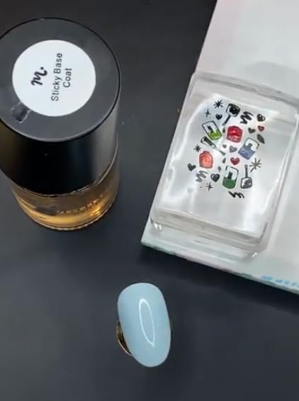 Maniology Sticky Base Coat for Reverse Stamping Nail Art – Adhering Base Coat for Powders, Glitters & Foils (0.4 fl oz) - görsel 5