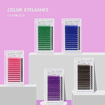 Classic Blue Colored Eyelash Extensions 0.07 D Curl 8-15mm Mix | ANNAFRIS