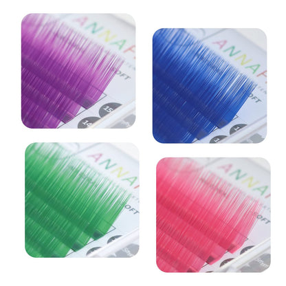 Classic Blue Colored Eyelash Extensions 0.07 D Curl 8-15mm Mix | ANNAFRIS