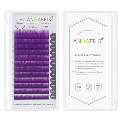 Classic Blue Colored Eyelash Extensions 0.07 D Curl 8-15mm Mix | ANNAFRIS