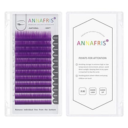 Classic Blue Colored Eyelash Extensions 0.07 D Curl 8-15mm Mix | ANNAFRIS