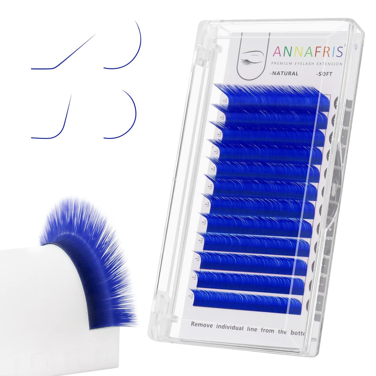 Classic Blue Colored Eyelash Extensions 0.07 D Curl 8-15mm Mix | ANNAFRIS - görsel 1