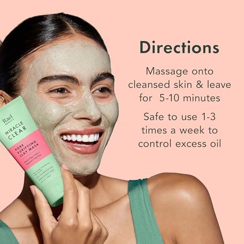 Rael Miracle Clear Clay Mask – Deep Pore Cleanser with Tea Tree & Gentle Exfoliation for Blackheads, Korean Skin Care (3.4 fl oz) Avelisse