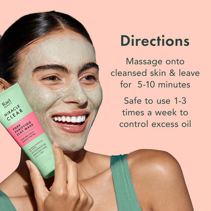 Rael Miracle Clear Clay Mask – Deep Pore Cleanser with Tea Tree & Gentle Exfoliation for Blackheads, Korean Skin Care (3.4 fl oz) Avelisse