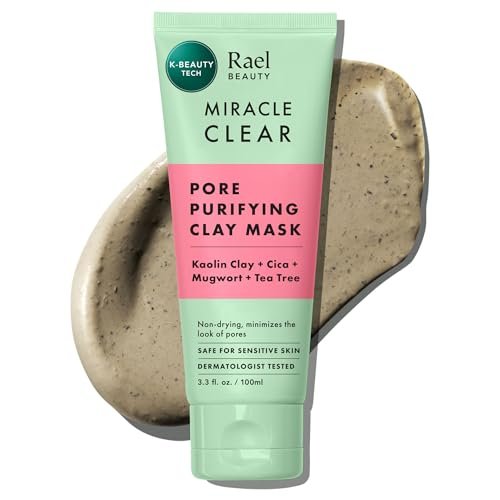 Rael Miracle Clear Clay Mask – Deep Pore Cleanser with Tea Tree & Gentle Exfoliation for Blackheads, Korean Skin Care (3.4 fl oz) Avelisse