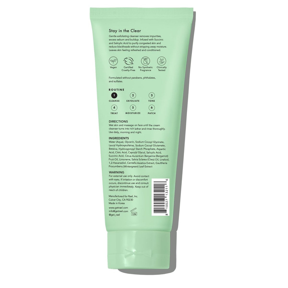 Rael Miracle Clear Clay Mask – Deep Pore Cleanser with Tea Tree & Gentle Exfoliation for Blackheads, Korean Skin Care (3.4 fl oz) Avelisse