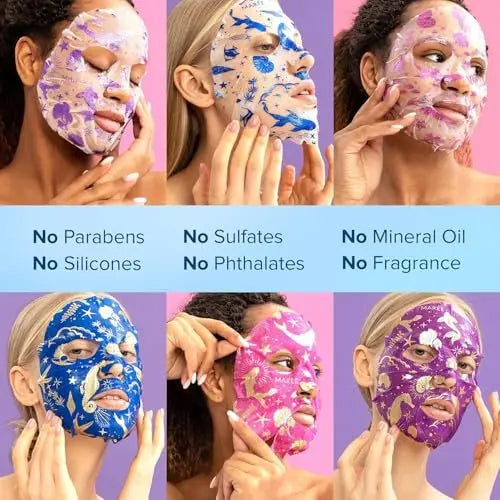 MAREE Collagen Facial Mask with Hyaluronic Acid — Hydrating Sheet Mask for Radiant Skin, Centella Asiatica & Algae Extracts, 6 Count Avelisse