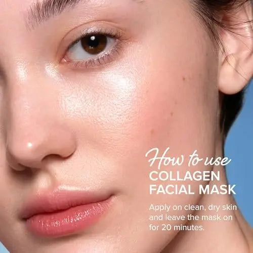 MAREE Collagen Facial Mask with Hyaluronic Acid — Hydrating Sheet Mask for Radiant Skin, Centella Asiatica & Algae Extracts, 6 Count Avelisse