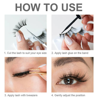 Kiromiro Natural Lashes 10mm Wispy False Eyelashes - Faux Mink Strip Lashes for Everyday Wear (14 Pairs, Black)