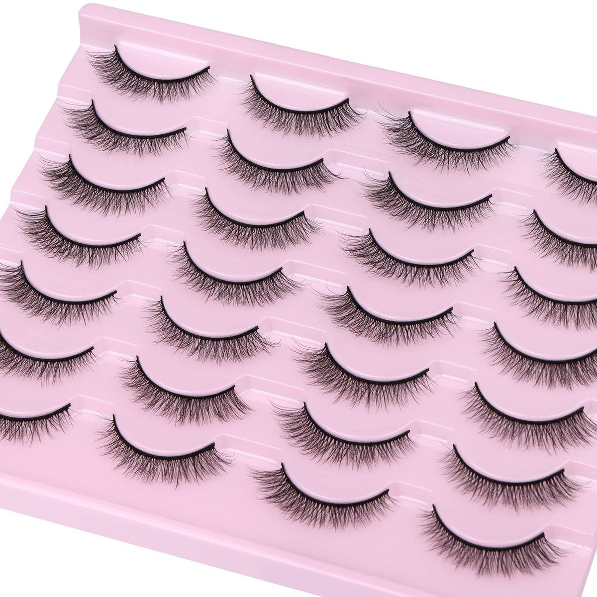 Kiromiro Natural Lashes 10mm Wispy False Eyelashes - Faux Mink Strip Lashes for Everyday Wear (14 Pairs, Black) - görsel 11