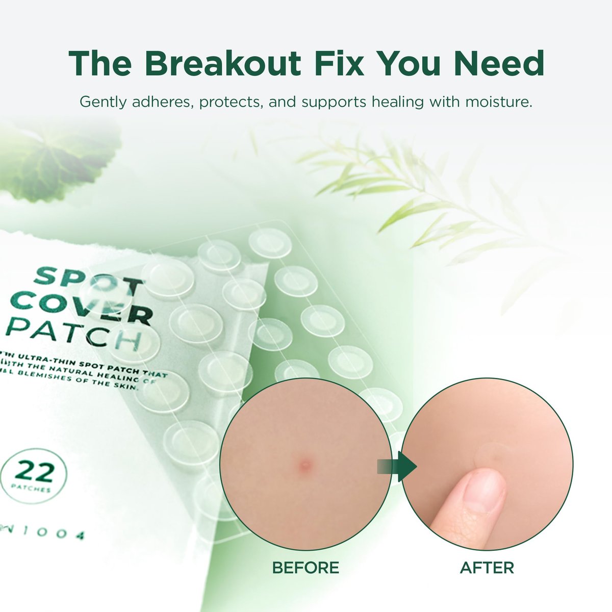 SKIN1004 Tea Trica Spot Cover Patch – Invisible Hydrocolloid Pimple Patches for Blemish Prone Skin, 22 Count - görsel 9