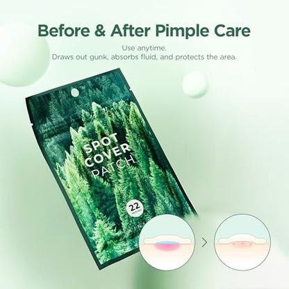 SKIN1004 Tea Trica Spot Cover Patch – Invisible Hydrocolloid Pimple Patches for Blemish Prone Skin, 22 Count