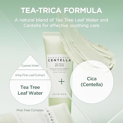 SKIN1004 Tea-Trica BHA Foam – Korean Face Cleanser with Centella Asiatica & Tea Tree for Oil Control & Sebum Balance, 4.22 fl oz - görsel 8