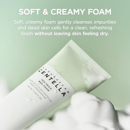 SKIN1004 Tea-Trica BHA Foam – Korean Face Cleanser with Centella Asiatica & Tea Tree for Oil Control & Sebum Balance, 4.22 fl oz