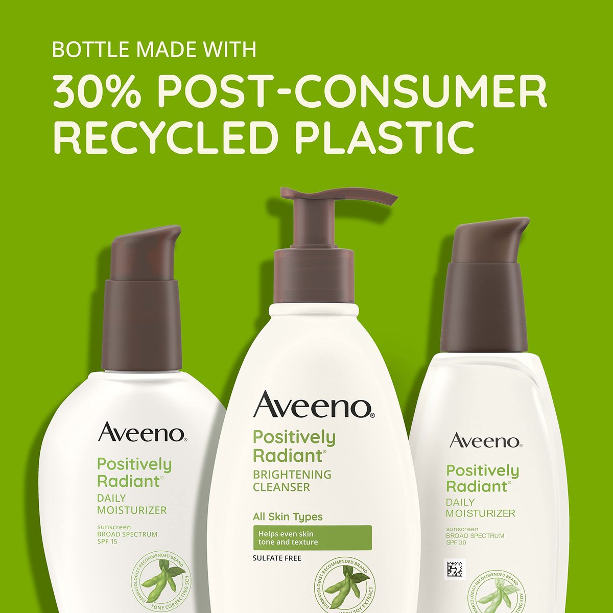 Aveeno Positively Radiant Face Moisturizer with SPF 30 Sunscreen - Hydrating Daily Facial Moisturizer with Soy Extract for Visibly Improved Skin Tone and Texture, Hypoallergenic, Oil-Free, 2.3 FL OZ Avelisse