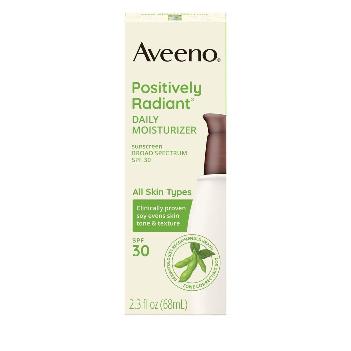 Aveeno Positively Radiant Face Moisturizer with SPF 30 Sunscreen - Hydrating Daily Facial Moisturizer with Soy Extract for Visibly Improved Skin Tone and Texture, Hypoallergenic, Oil-Free, 2.3 FL OZ Avelisse