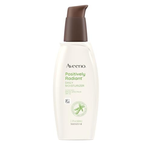 Aveeno Positively Radiant Face Moisturizer with SPF 30 Sunscreen - Hydrating Daily Facial Moisturizer with Soy Extract for Visibly Improved Skin Tone and Texture, Hypoallergenic, Oil-Free, 2.3 FL OZ Avelisse