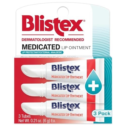 Blistex Medicated Lip Ointment - 0.21 Ounce Tube (Pack of 3) - Cold Sore Relief & Dry Chapped Lips Healing