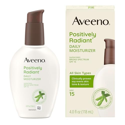 Aveeno Positively Radiant Daily Face Moisturizer with SPF 15 – Hydrating Facial Moisturizer for Radiant Skin, Oil-Free & Hypoallergenic, 4 fl oz Avelisse