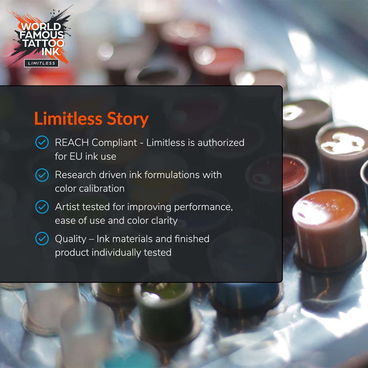 World Famous Tattoo Ink Limitless - Medium Orange 1 - Professional Tattoo Ink & Tattoo Supplies - Skin-Safe Permanent Tattooing in Bold Shades - Vegan & Non-Toxic (1 oz) - görsel 7