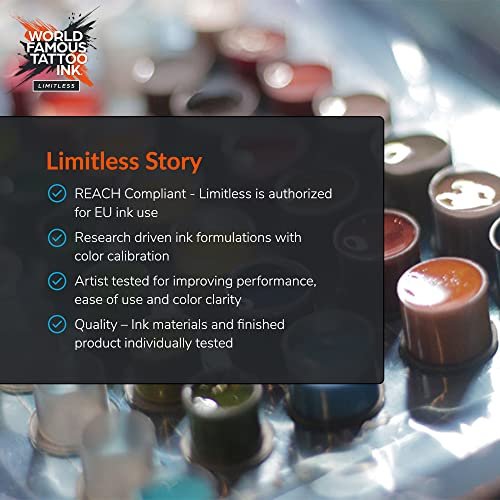 World Famous Tattoo Ink Limitless - Medium Orange 1 - Professional Tattoo Ink & Tattoo Supplies - Skin-Safe Permanent Tattooing in Bold Shades - Vegan & Non-Toxic (1 oz) - görsel 8