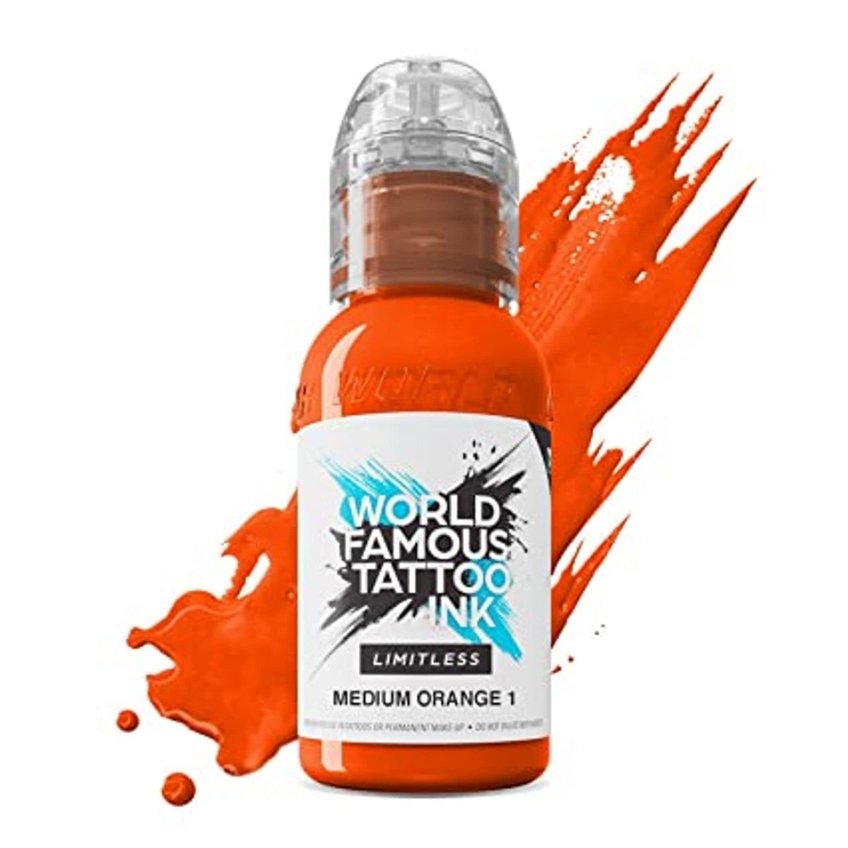 World Famous Tattoo Ink Limitless - Medium Orange 1 - Professional Tattoo Ink & Tattoo Supplies - Skin-Safe Permanent Tattooing in Bold Shades - Vegan & Non-Toxic (1 oz) - görsel 1