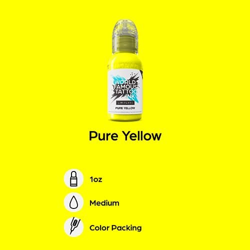 World Famous Tattoo Ink Limitless - Pure Yellow Tattoo Ink - Professional Tattoo Ink & Tattoo Supplies - Skin-Safe Permanent Tattooing in Bold Shades - Vegan & Non-Toxic (1 oz) - görsel 4