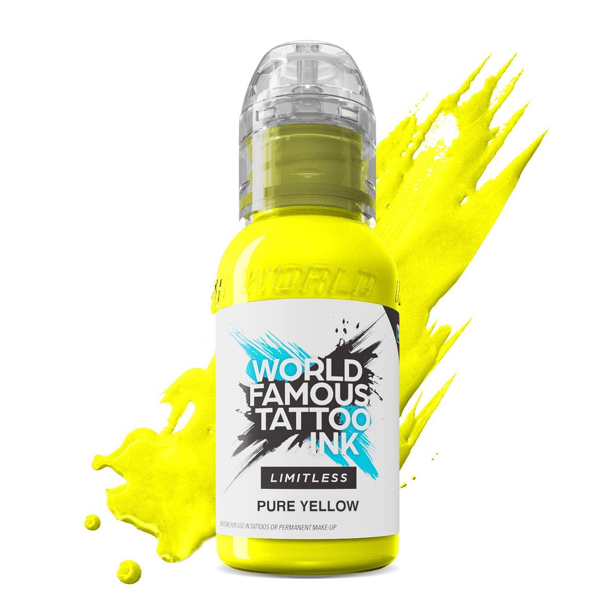 World Famous Tattoo Ink Limitless - Pure Yellow Tattoo Ink - Professional Tattoo Ink & Tattoo Supplies - Skin-Safe Permanent Tattooing in Bold Shades - Vegan & Non-Toxic (1 oz) - görsel 1