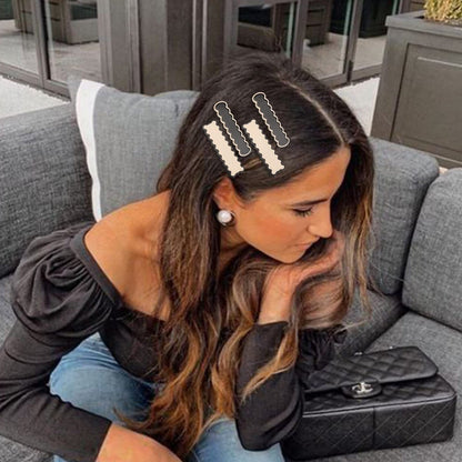16 PCS Magicsky Simple No Bend Hair Clips - Black White Checker Barrettes, No Crease Wave Geometric Duckbill Pins, Korean Styling Minimalist Hairpin Hair Accessories for Women Girls