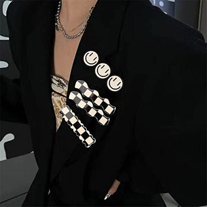 16 PCS Magicsky Simple No Bend Hair Clips - Black White Checker Barrettes, No Crease Wave Geometric Duckbill Pins, Korean Styling Minimalist Hairpin Hair Accessories for Women Girls