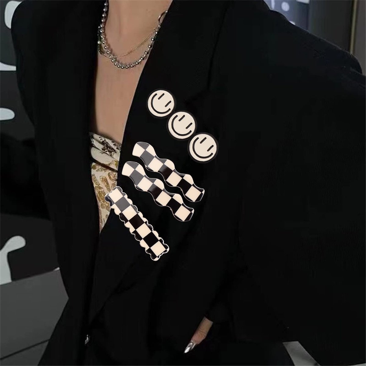 16 PCS Magicsky Simple No Bend Hair Clips - Black White Checker Barrettes, No Crease Wave Geometric Duckbill Pins, Korean Styling Minimalist Hairpin Hair Accessories for Women Girls - görsel 9