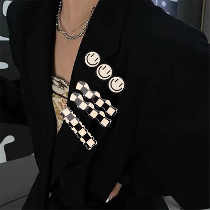 16 PCS Magicsky Simple No Bend Hair Clips - Black White Checker Barrettes, No Crease Wave Geometric Duckbill Pins, Korean Styling Minimalist Hairpin Hair Accessories for Women Girls