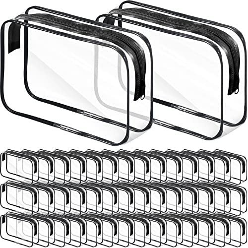 Reginary 36 Pieces Clear Makeup Bags Bulk Travel Toiletry Bags Transparent Cosmetic Pouches with Zipper Waterproof Portable PVC Plastic Zippered Organizer Cases for Women Men Vacation Travel Bathroom Avelisse