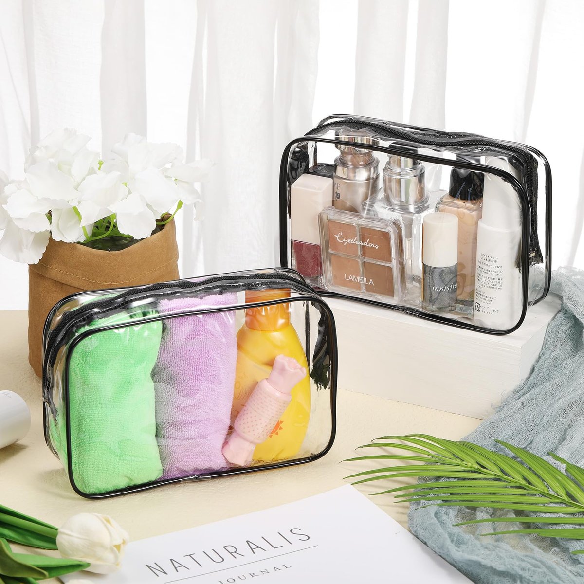 Reginary 36 Pieces Clear Makeup Bags Bulk Travel Toiletry Bags Transparent Cosmetic Pouches with Zipper Waterproof Portable PVC Plastic Zippered Organizer Cases for Women Men Vacation Travel Bathroom Avelisse
