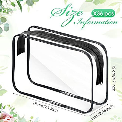 Reginary 36 Pieces Clear Makeup Bags Bulk Travel Toiletry Bags Transparent Cosmetic Pouches with Zipper Waterproof Portable PVC Plastic Zippered Organizer Cases for Women Men Vacation Travel Bathroom Avelisse