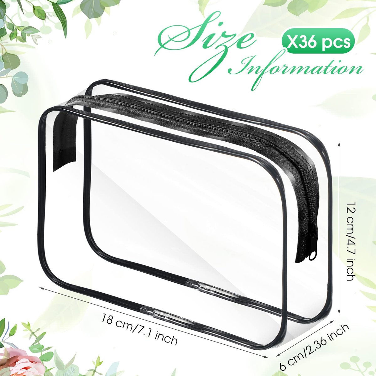 Reginary 36 Pieces Clear Makeup Bags Bulk Travel Toiletry Bags Transparent Cosmetic Pouches with Zipper Waterproof Portable PVC Plastic Zippered Organizer Cases for Women Men Vacation Travel Bathroom Avelisse