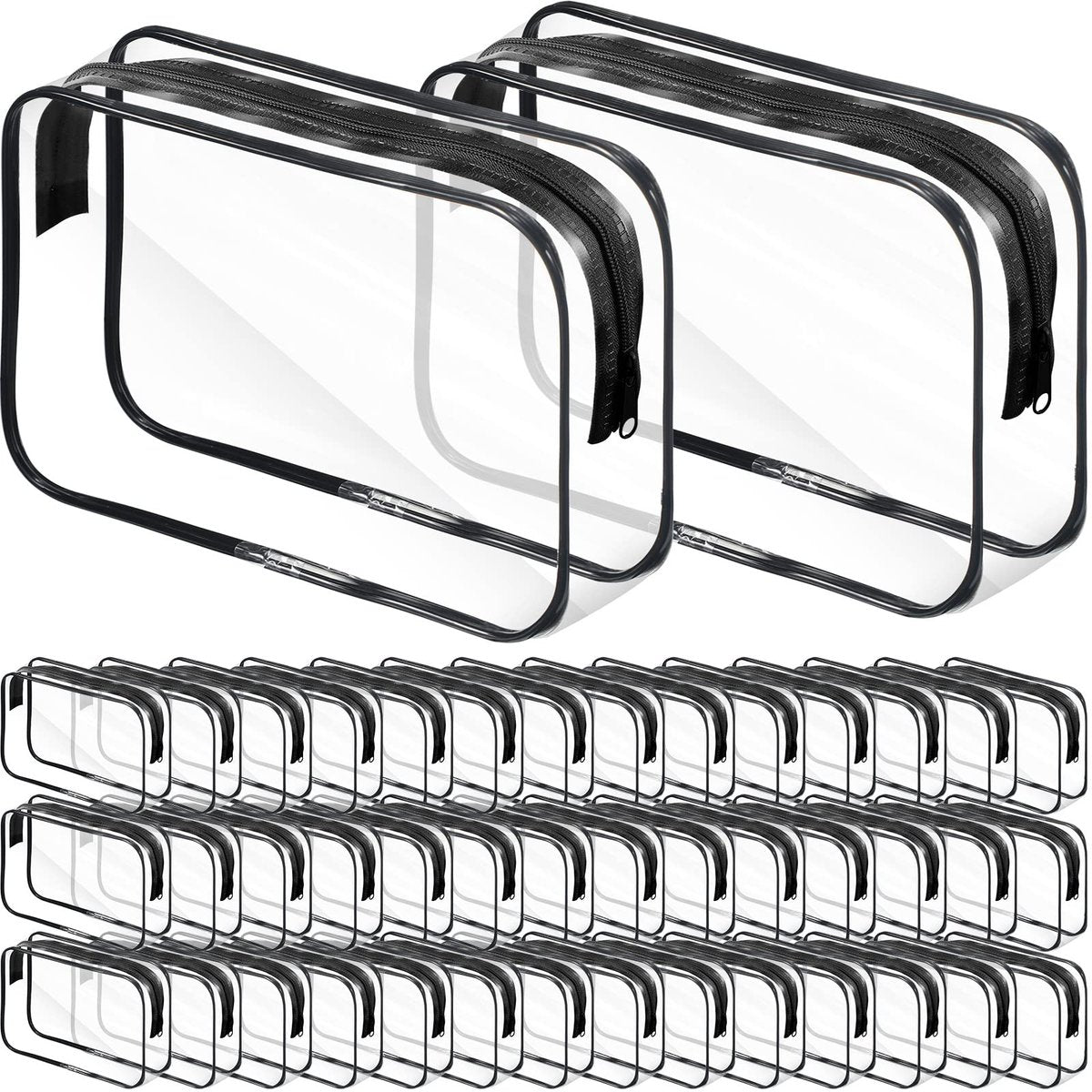 Reginary 36 Pieces Clear Makeup Bags Bulk Travel Toiletry Bags Transparent Cosmetic Pouches with Zipper Waterproof Portable PVC Plastic Zippered Organizer Cases for Women Men Vacation Travel Bathroom Avelisse