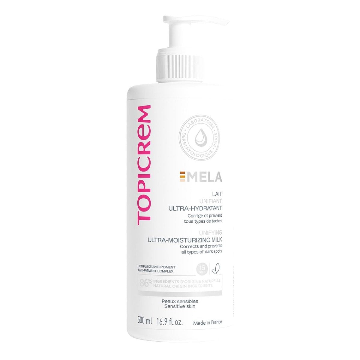 Topicrem Mela Ultra Hydrating Body Lotion - Unifies Skin Tone, Corrects & Prevents Dark Spots, 24h Moisture, 500ml Avelisse