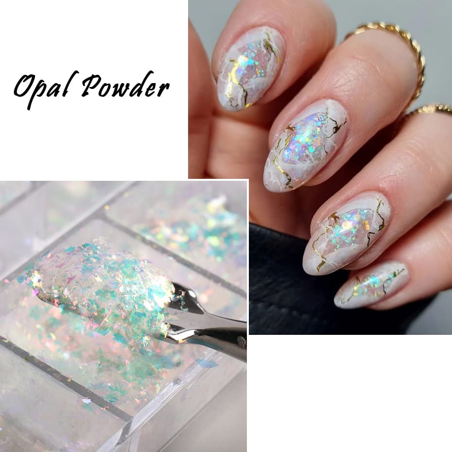 12 Grids Holographic Nail Art Glitter Flakes - Iridescent Mermaid Colorful Star Gradient Ice Slag Sequins for Summer Nail Decoration - görsel 4